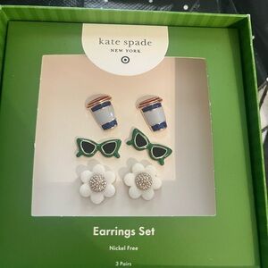 NWT Kate Spade Earrings Set - Blue, Green, White